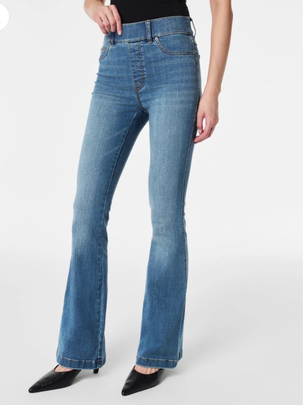 SPANX SPANXshape EveryWear Flare Jeans Vintage Indigo Wide Leg Stretch Denim